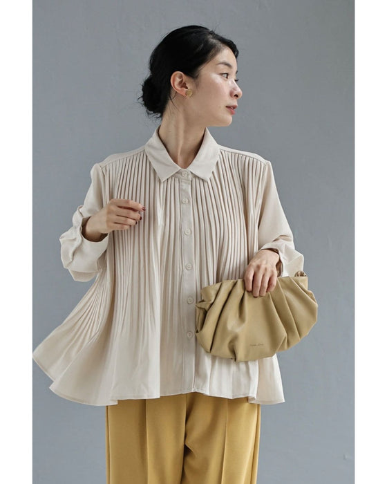 ドラマティックプリーツシャツトップス