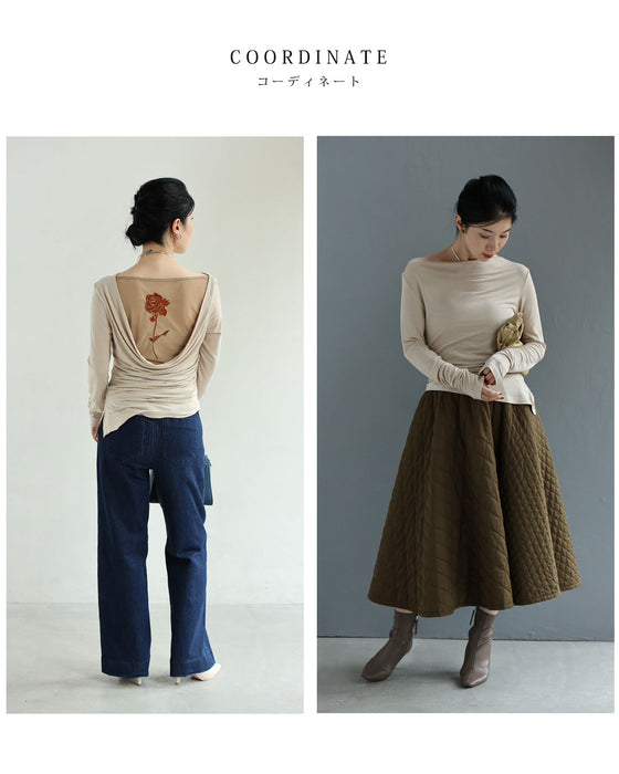一輪の花咲くバックドレープカットソートップス