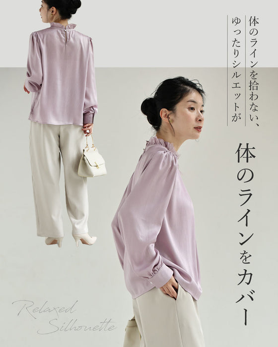 花コサージュネックブラウストップス
