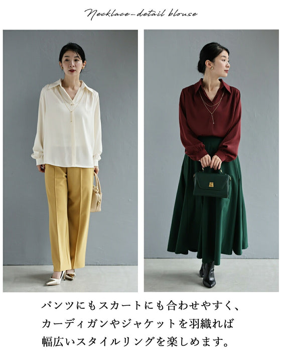2連揺れるネックレスブラウストップス