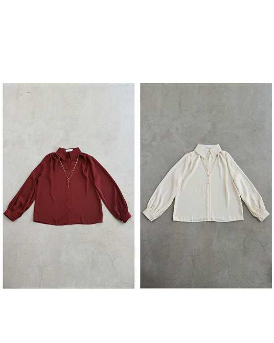 2連揺れるネックレスブラウストップス