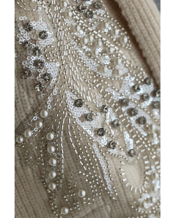 ビジュー刺繍の羽モチーフカーディガン