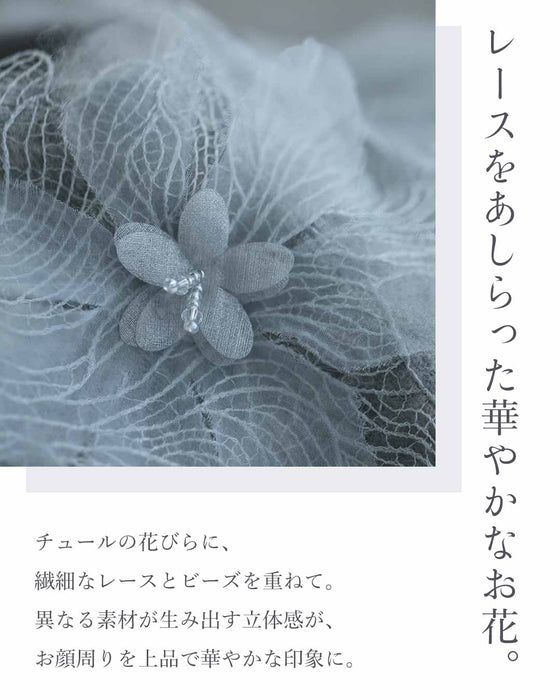 花咲くデコレーションレースモヘア風ニット
