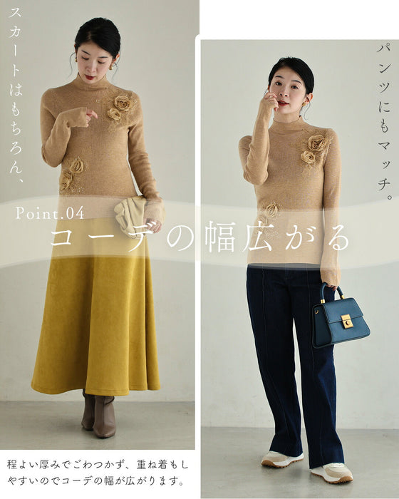 薔薇コサージュニットカットソートップス