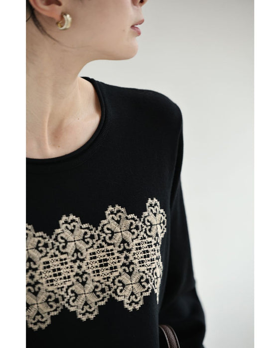 クローバーレース刺繍ロングワンピース