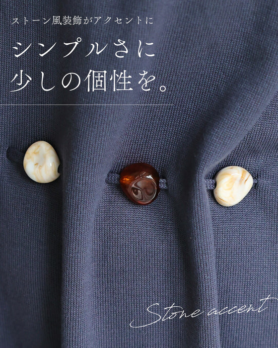 ストーン風アクセントのリラクシーロングワンピース