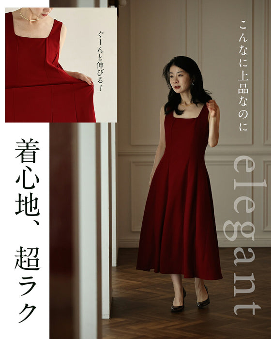 美ラインストレッチワンピース