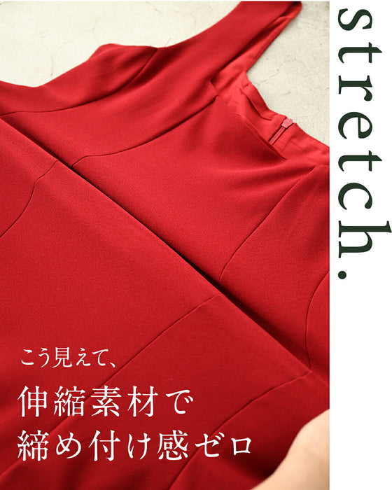 美ラインストレッチワンピース