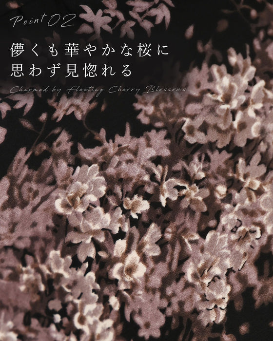 夜桜ロングワンピース（紐ベルト付き）