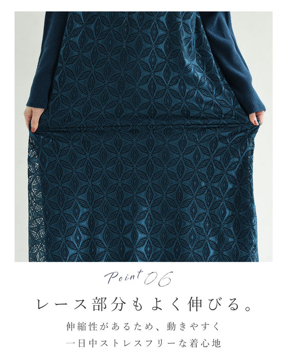 艶めく雪の結晶レースミディアムワンピース