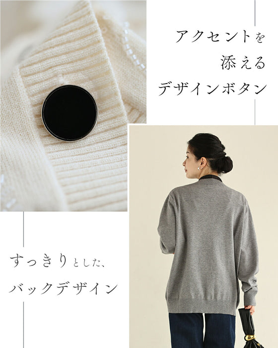 ビーズで描く花画カーディガン