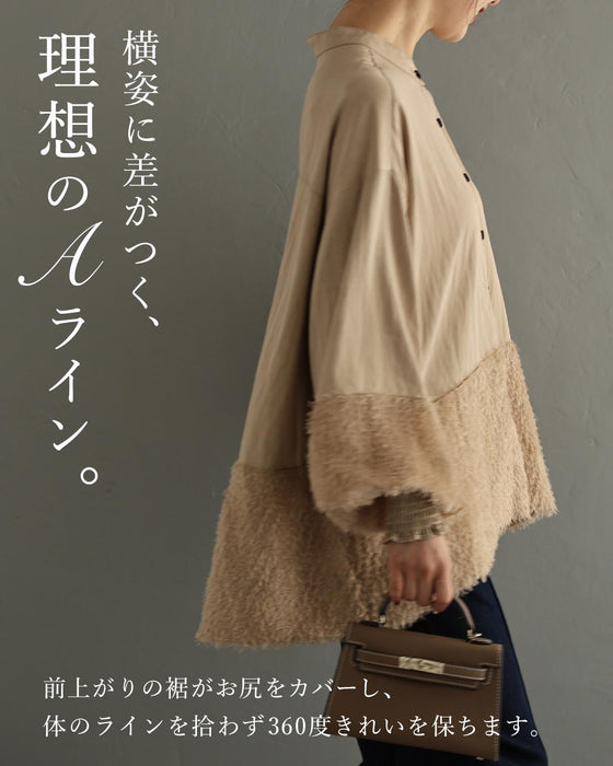 ふわふわシャギーのポワン袖ブラウストップス