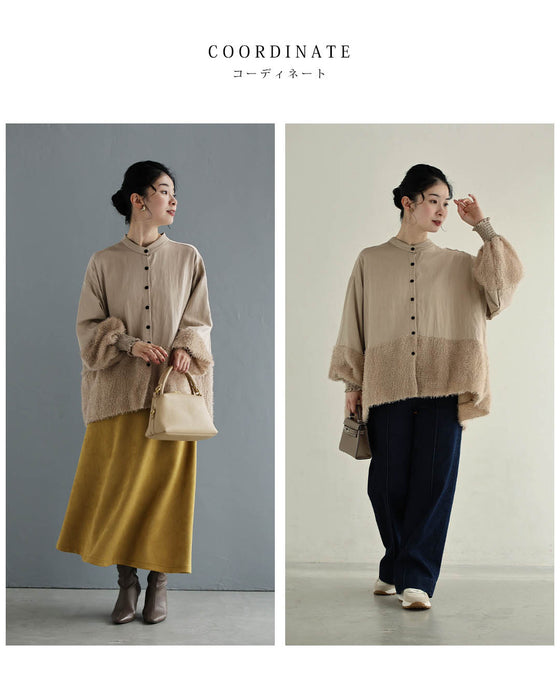 ふわふわシャギーのポワン袖ブラウストップス