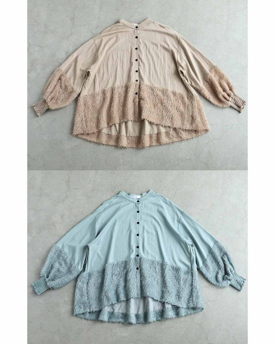 ふわふわシャギーのポワン袖ブラウストップス