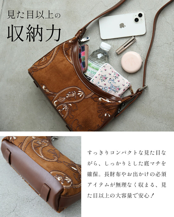 スエード調ペイズリーショルダーバッグ