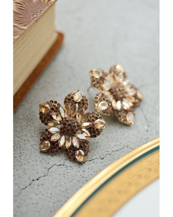 【返品・交換不可】琥珀色の花ピアス