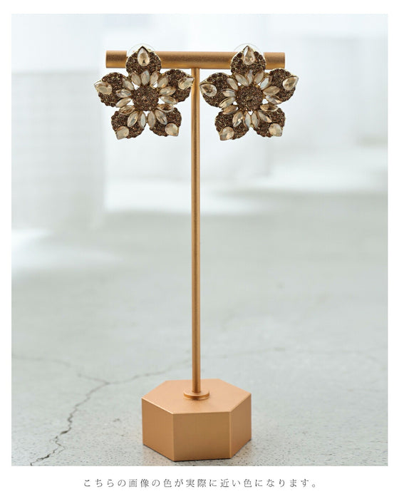 【返品・交換不可】琥珀色の花ピアス