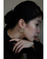 【返品・交換不可】琥珀色の花ピアス
