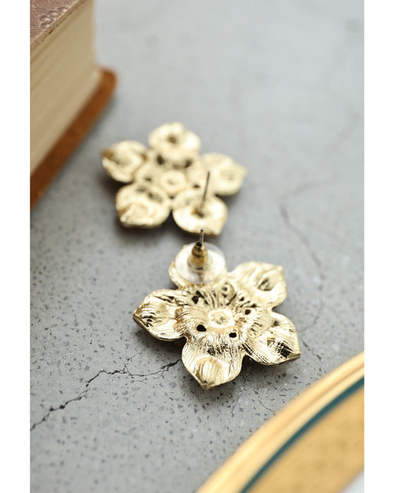 【返品・交換不可】琥珀色の花ピアス