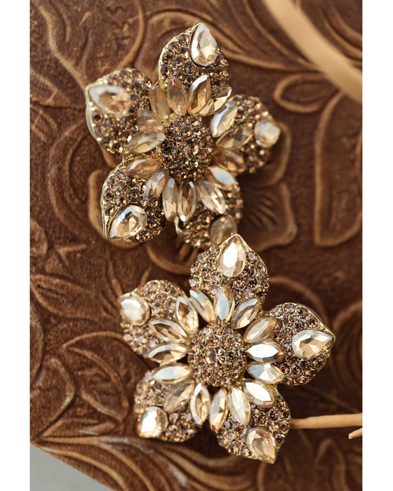 【返品・交換不可】琥珀色の花ピアス