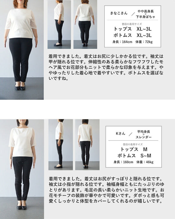 花ワッペンニットプルオーバートップス