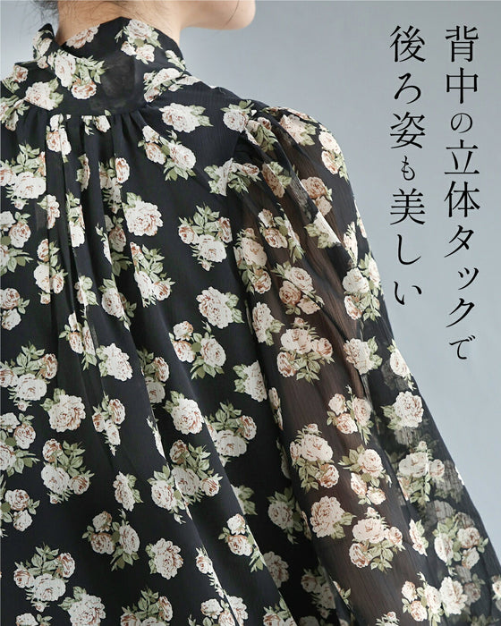 リボン揺れるローズブラウストップス