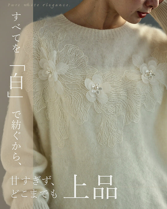 ふわり雪花ニットプルオーバートップス