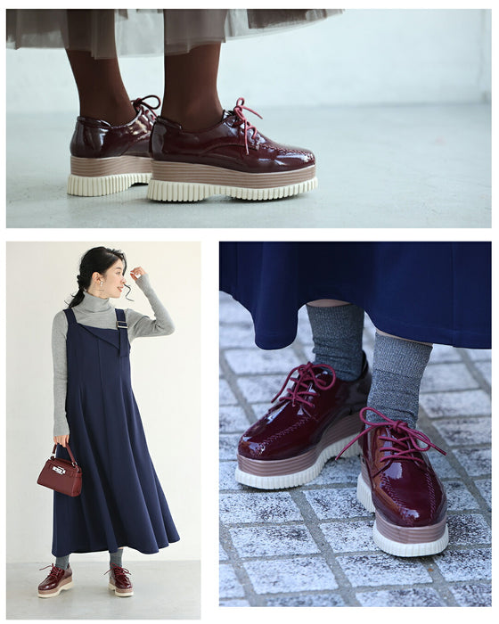 「エナメルver」おしゃれ×履き心地抜群 都合のいい 厚底スニーカー