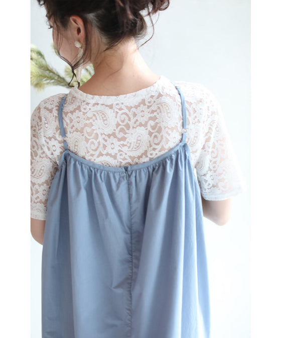 【アウトレット返品交換不可】胸元クロスのハングデザインロングワンピース