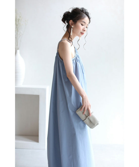 【アウトレット返品交換不可】胸元クロスのハングデザインロングワンピース