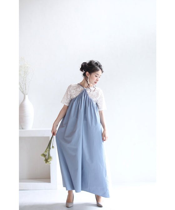 【アウトレット返品交換不可】胸元クロスのハングデザインロングワンピース