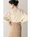 【アウトレット返品交換不可】美しいはしごレースのボートネックニットトップス