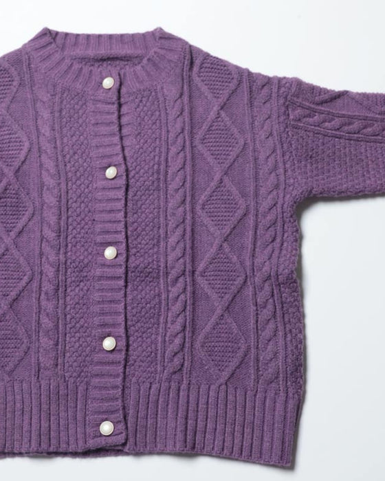 【セール商品返品交換不可】ゆったり厚手ケーブルニットカーディガントップス