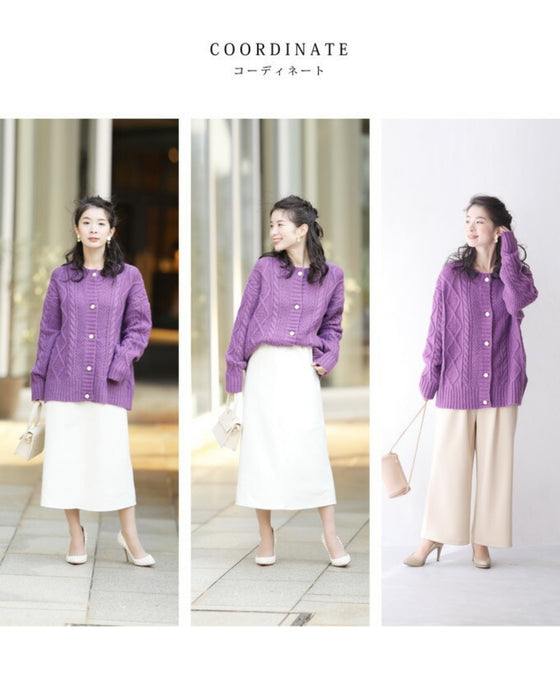 【セール商品返品交換不可】ゆったり厚手ケーブルニットカーディガントップス