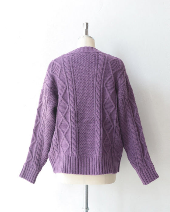 【セール商品返品交換不可】ゆったり厚手ケーブルニットカーディガントップス