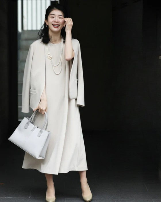 [Coordination set] A 2-piece set of a stretch suit, jacket and dress that can be worn all day without getting tired, from ceremonies to everyday wear