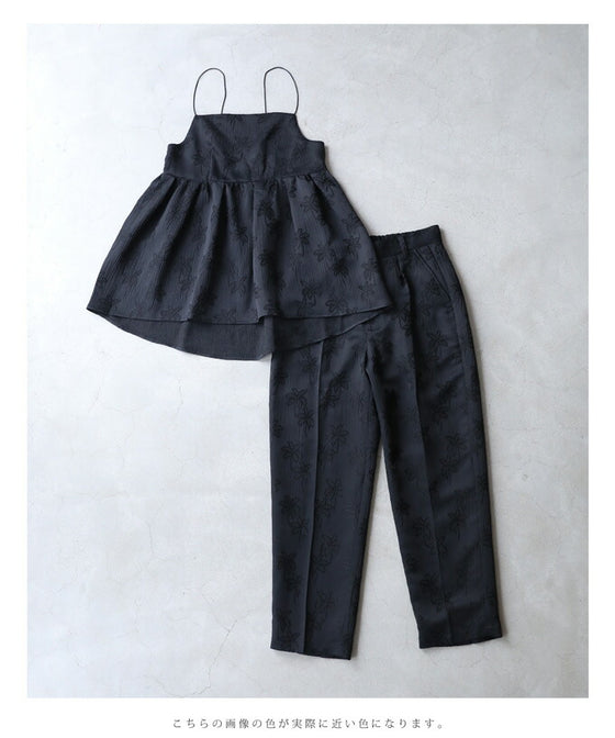 高級感溢れるジャガードのトップスパンツ2点セット