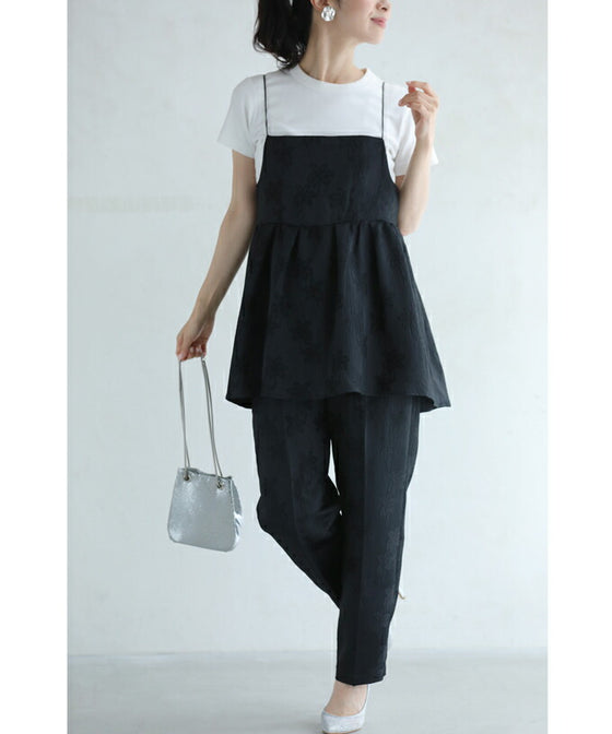 高級感溢れるジャガードのトップスパンツ2点セット