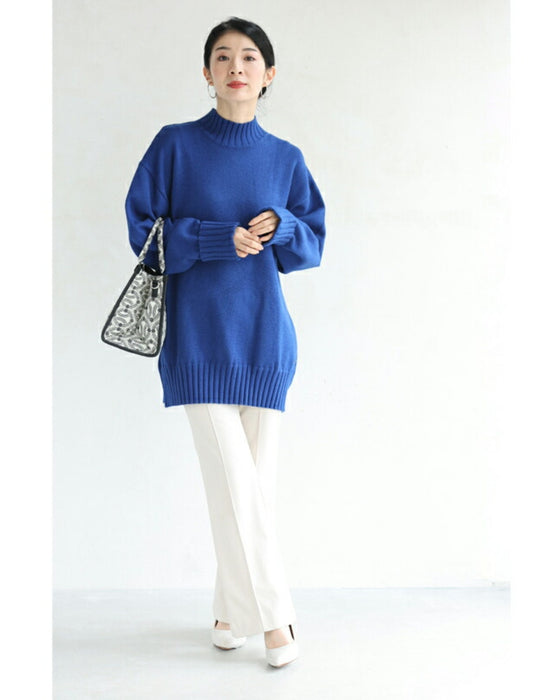 【コーデセット】ゆったりニットと裾フレアニットスカートのセットアップ