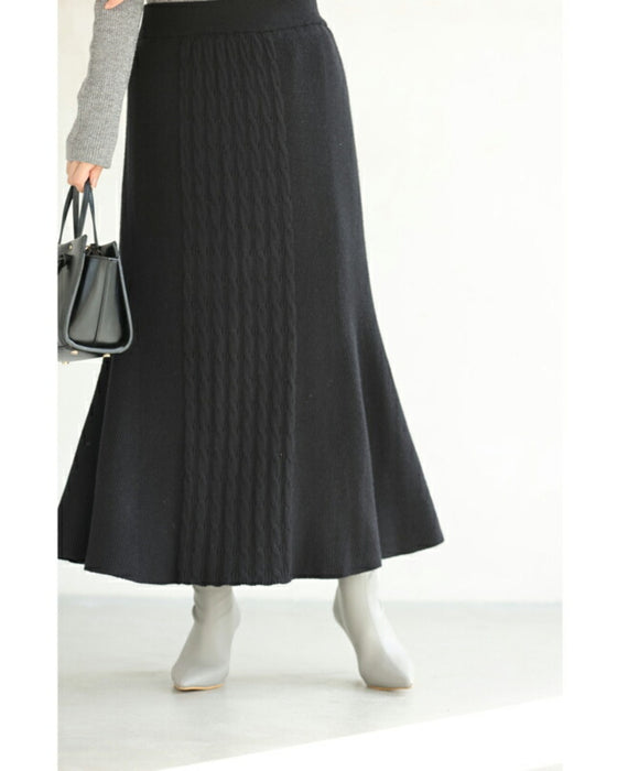 【コーデセット】ゆったりニットと裾フレアニットスカートのセットアップ