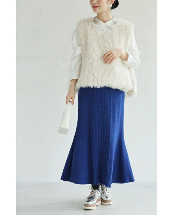 【コーデセット】ゆったりニットと裾フレアニットスカートのセットアップ