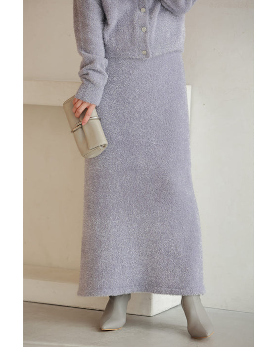 キラキラニットのカーディガンとロングスカート2点セット