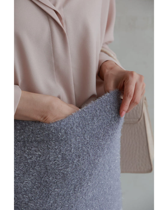 キラキラニットのカーディガンとロングスカート2点セット