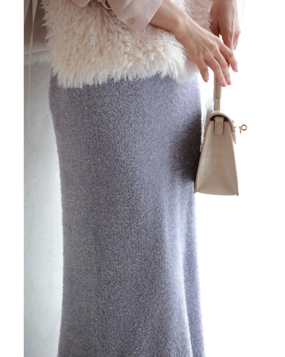 キラキラニットのカーディガンとロングスカート2点セット