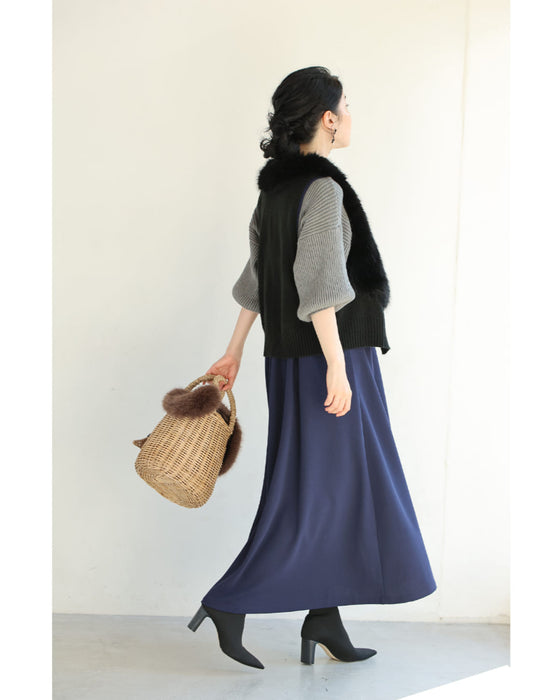 【CAWAII新春コーデセット】大人のスッキリ魅せが叶う！ポワン袖ニット＆サロペットスカート 2点セット
