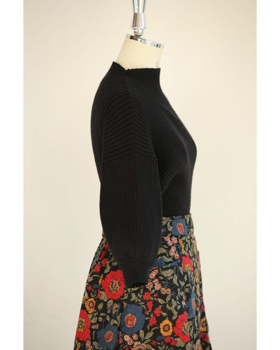 【CAWAII新春コーデセット】レトロムード薫るポワン袖ニット＆クラシカルコクーンスカート 2点コーデセット