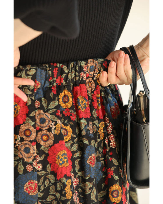 【CAWAII新春コーデセット】レトロムード薫るポワン袖ニット＆クラシカルコクーンスカート 2点コーデセット