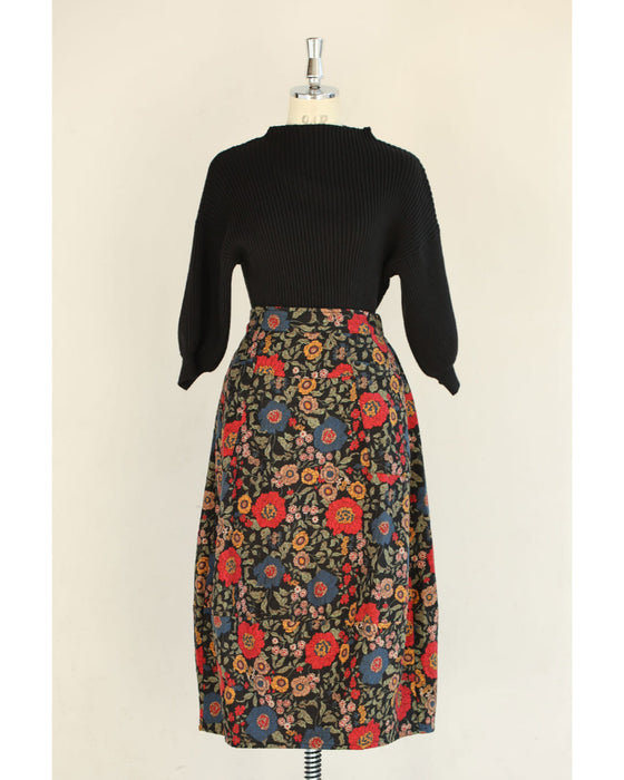 【CAWAII新春コーデセット】レトロムード薫るポワン袖ニット＆クラシカルコクーンスカート 2点コーデセット