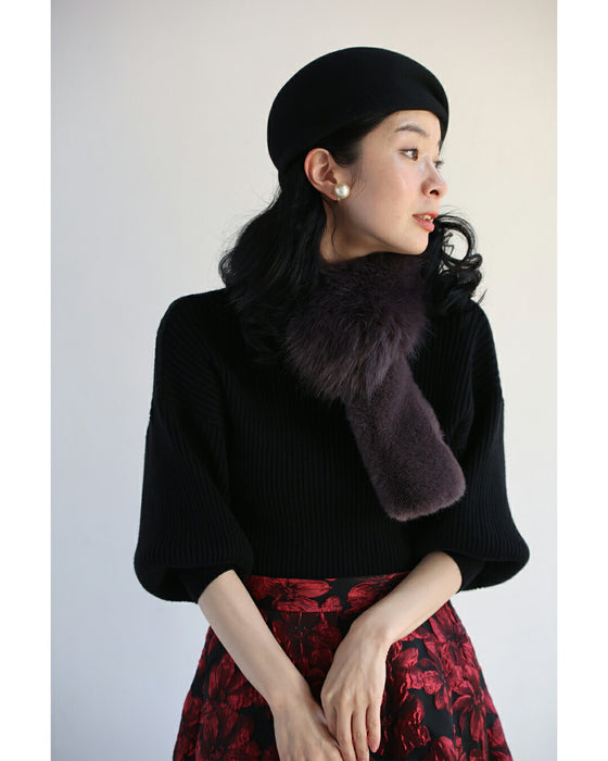 【CAWAII新春コーデセット】華やかポワン袖ニット & 才色兼備ジャガードスカート 2点セット