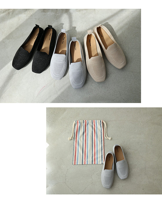 「幅広さん」用 超柔軟 ローファー風　ニットパンプス